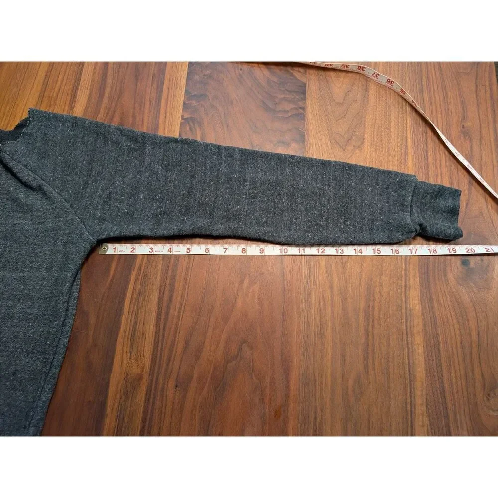 Women's Charcoal Gray Wide Cutoff Neck Fleece Raglan Pullover Sweater Sz Medium